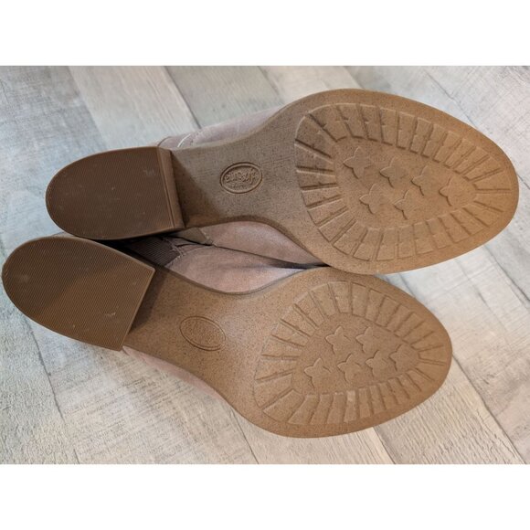 Taupe Eurosoft By Sofft Suede Mules  Embroidered Design Stacked Heel Size 9 - Picture 7 of 8